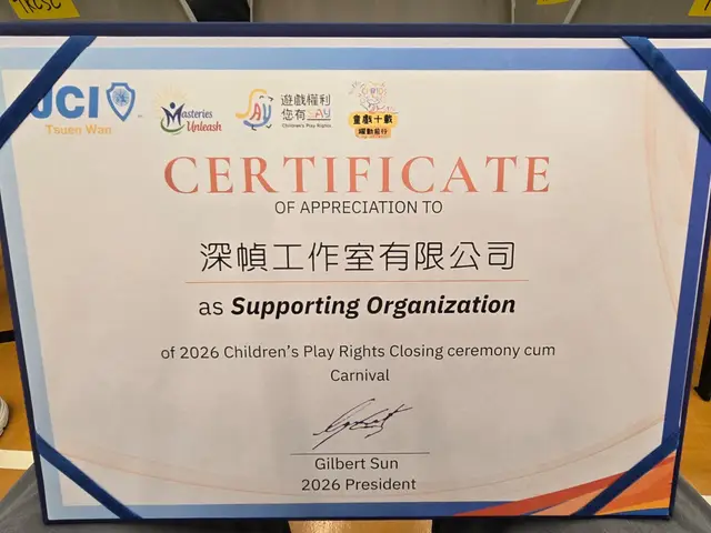 Supporting organisation certificate for the Children's Play Rights Closing Ceremony cum Carnival